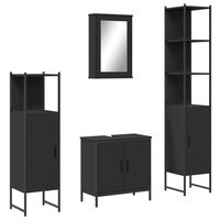 vidaXL 4 Piece Bathroom Furniture Set Black Engineered Wood