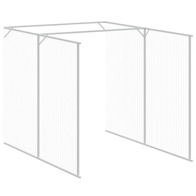 vidaXL Dog House with Run Light Gray 65"x339.8"x71.3" Galvanized Steel