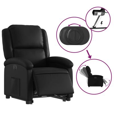 vidaXL Electric Stand up Recliner Chair Black Faux Leather