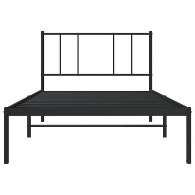 vidaXL Metal Bed Frame without Mattress with Headboard Black 39.4"x78.7"