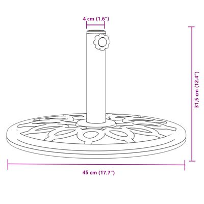 vidaXL Parasol Base for Ø1.5"/1.9" Poles 26.5 lb Round