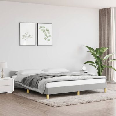 vidaXL Bed Frame with Headboard Light Gray 72"x83.9" California King Fabric