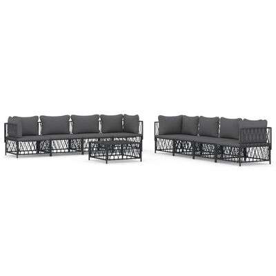 vidaXL 9 Piece Patio Lounge Set with Cushions Anthracite Steel