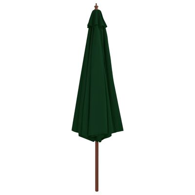 vidaXL Garden Parasol with Wooden Pole 137.8" Green