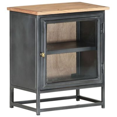 vidaXL Bedside Cabinet Gray 15.7"x11.8"x19.7" Solid Acacia Wood