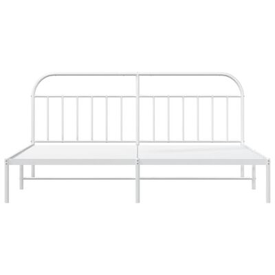 vidaXL Metal Bed Frame without Mattress with Headboard White 76"x79.9"