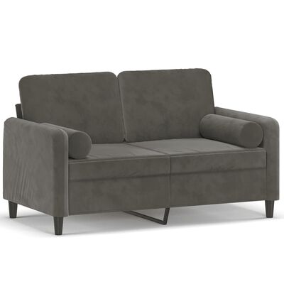 vidaXL 2-Seater Sofa with Pillows&Cushions Dark Gray 47.2" Velvet