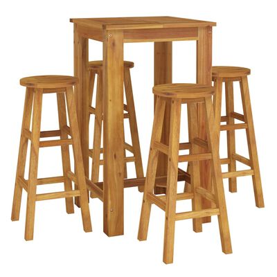 vidaXL 5 Piece Patio Bar Set Solid Wood Acacia