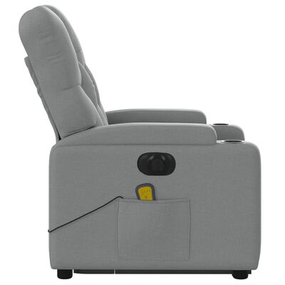 vidaXL Electric Stand up Massage Recliner Chair Light Gray Fabric