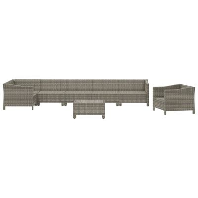 vidaXL 8 Piece Patio Lounge Set with Cushions Gray Poly Rattan