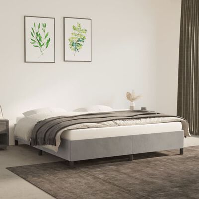 vidaXL Bed Frame Light Gray 72"x83.9" California King Velvet