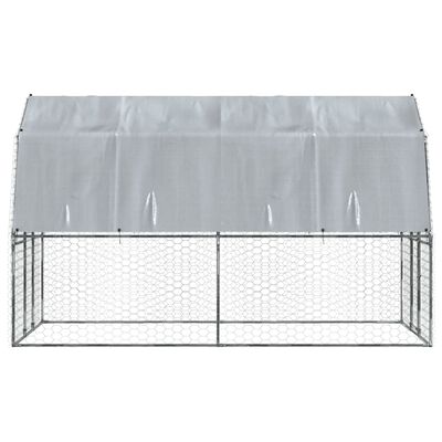 vidaXL Bird Cage with Roof and Door Silver Galvanized Steel