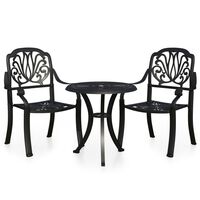 vidaXL 3 Piece Bistro Set Cast Aluminum Black