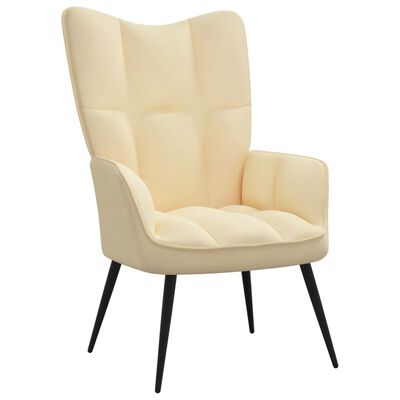 vidaXL Relaxing Chair with a Stool Cream White Velvet