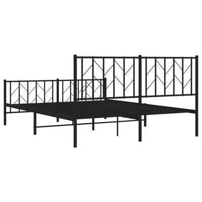 vidaXL Metal Bed Frame without Mattress with Footboard Black 59.1"x78.7"