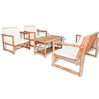 vidaXL 4 Piece Patio Lounge Set with Cushions Bamboo