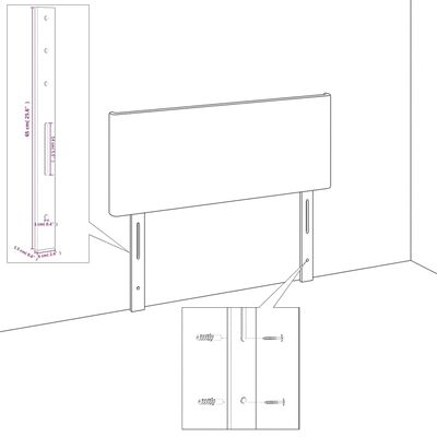 vidaXL Headboard with Ears Light Gray 64.2"x9.1"x30.7"/34.6" Fabric