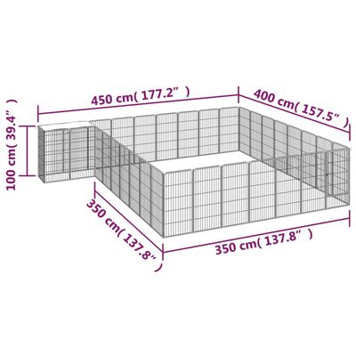 vidaXL 34-Panel Dog Playpen Black 19.7"x39.4" Powder-coated Steel