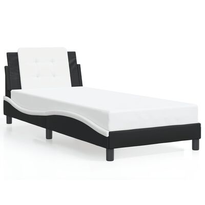 vidaXL Bed Frame without Mattress Black and White 39.4"x74.8" Faux Leather