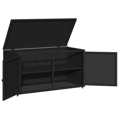 vidaXL Patio Storage Cabinet Black 43.3"x21.7"x23.8" Poly Rattan