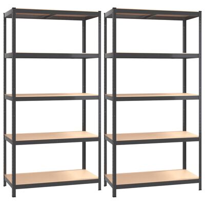 vidaXL 5-Layer Shelves 2 pcs Anthracite Steel&Engineered Wood