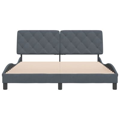 vidaXL Bed Frame without Mattress Dark Gray 59.8"x79.9" Velvet