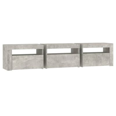 vidaXL TV Stand with LED Lights Concrete Gray 70.9"x13.8"x15.7"