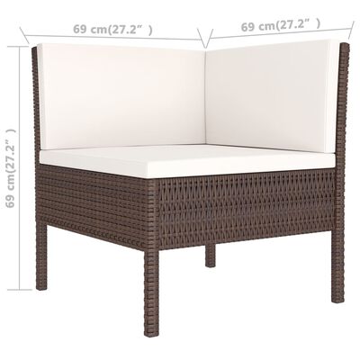 vidaXL 11 Piece Patio Lounge Set with Cushions Poly Rattan Brown