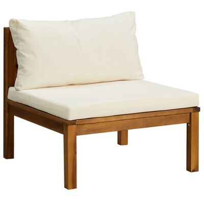 vidaXL 2 Piece Patio Sofa Set with Cream White Cushions Acacia Wood