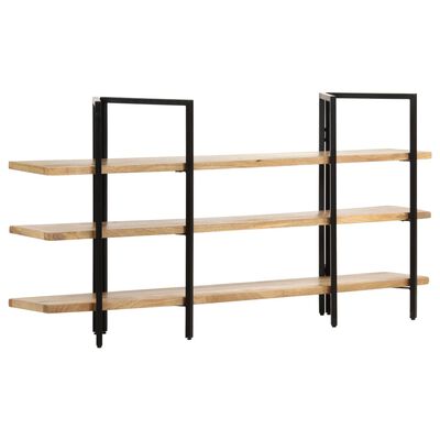 vidaXL 3-Tier Bookcase 63"x12.2"x31.5" Solid Mango Wood