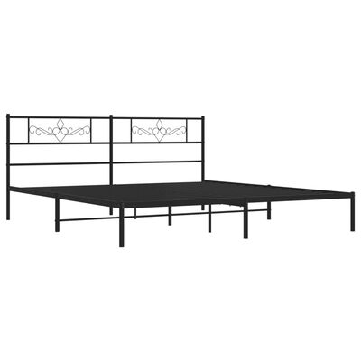 vidaXL Metal Bed Frame without Mattress with Headboard Black 76"x79.9"