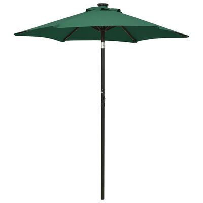 vidaXL Garden Parasol with LED Lights Green 78.7"x83.1" Aluminum