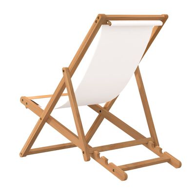 vidaXL Deck Chair Teak 22.1"x41.3"x37.8" Cream