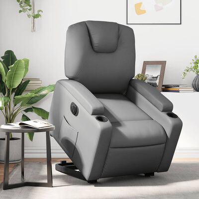 vidaXL Electric Stand up Recliner Chair Gray Faux Leather