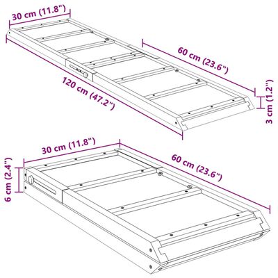 vidaXL Dog Ramp Gray 47.2"x11.8" Solid Wood Fir