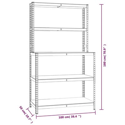 vidaXL 5-Layer Work Table with Shelves Silver Steel&Engineered Wood