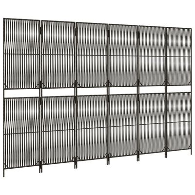 vidaXL Room Divider 6 Panels Gray Poly Rattan