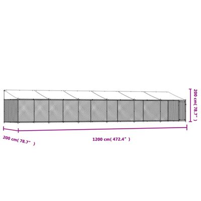 vidaXL Dog Cage with Roof and Door Gray 39.4'x6.6'x6.6' Galvanized Steel