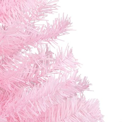 vidaXL Artificial Pre-lit Christmas Tree with Stand Pink 94.5" PVC