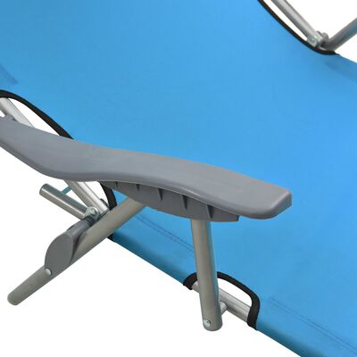 vidaXL Sun Lounger with Canopy Steel Blue