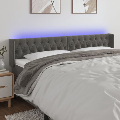 vidaXL LED Headboard Dark Gray 72"x6.3"x30.7"/34.6" Velvet