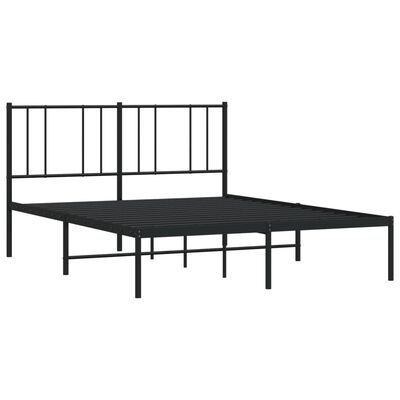 vidaXL Metal Bed Frame without Mattress with Headboard Black 53.1"x74.8"