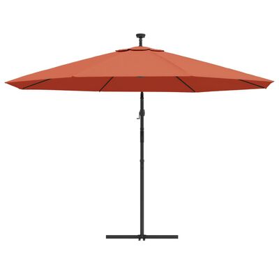 vidaXL Cantilever Garden Parasol with LED Lights Terracotta 137.8"