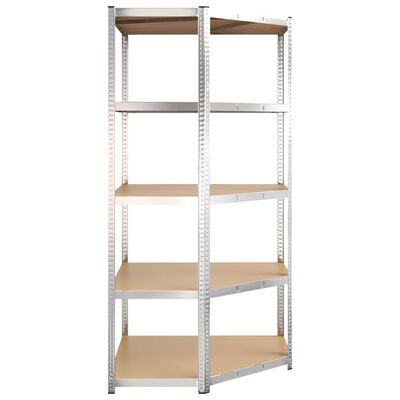 vidaXL 5-Layer Corner Shelf Silver Steel&Engineered Wood