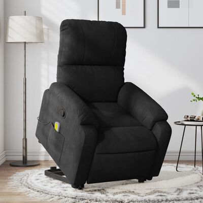 vidaXL Stand up Massage Recliner Chair Black Microfiber Fabric