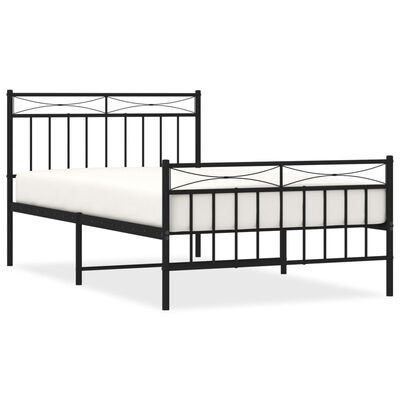 vidaXL Metal Bed Frame without Mattress with Footboard Black 39.4"x78.7"