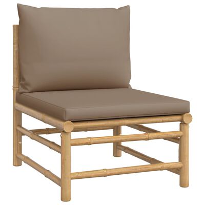 vidaXL 6 Piece Patio Lounge Set with Taupe Cushions Bamboo