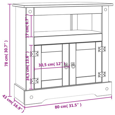 vidaXL Console Table Mexican Pine Corona Range 31.5"x16.9"x30.7"