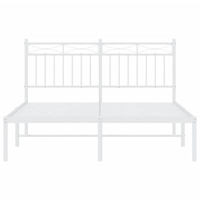 vidaXL Metal Bed Frame without Mattress with Headboard White 53.1"x74.8"