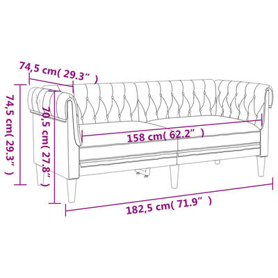 vidaXL Chesterfield Sofa 2-Seater Dark Gray Fabric